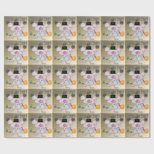 Papier Cadeau Papier d'emballage de la souris de nouvelle année (Plat)