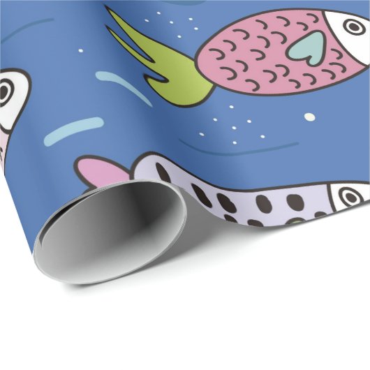 Papier Cadeau papier d'emballage de la vie marine (Coin rond)