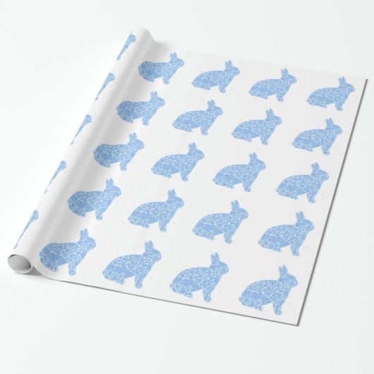 Papier Cadeau Papier d'emballage de lapin bleu (Déroulé)