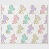 Papier Cadeau Papier d'emballage de licorne en pastel (Plat)