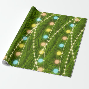 Papier Cadeau Papier d'emballage de lumières d'arbre de Noël