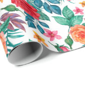 Papier Cadeau Papier d'emballage de mariage aux roses rouges et  (Coin rond)