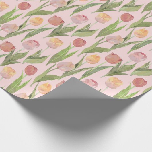 Papier Cadeau Papier d'emballage de mariage aux tulipes roses et (Coin)
