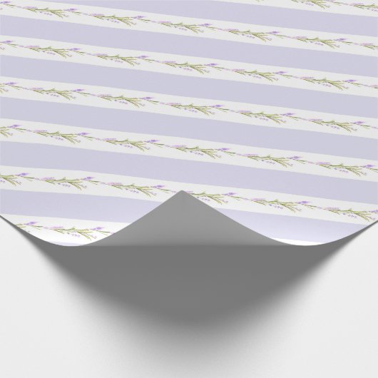 Papier Cadeau Papier d'emballage de mariage Fleur à rayures blan (Coin)