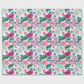 Papier Cadeau Papier d'emballage de mariage Roses Bourgogne Rose (Plat)