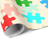Papier Cadeau Papier d'emballage de morceaux de puzzle (Coin rond)