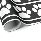 Papier Cadeau Papier d'emballage de motif blanc noir d'empreinte (Coin rond)