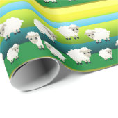 Papier Cadeau Papier d'emballage de moutons de bande dessinée (Coin rond)