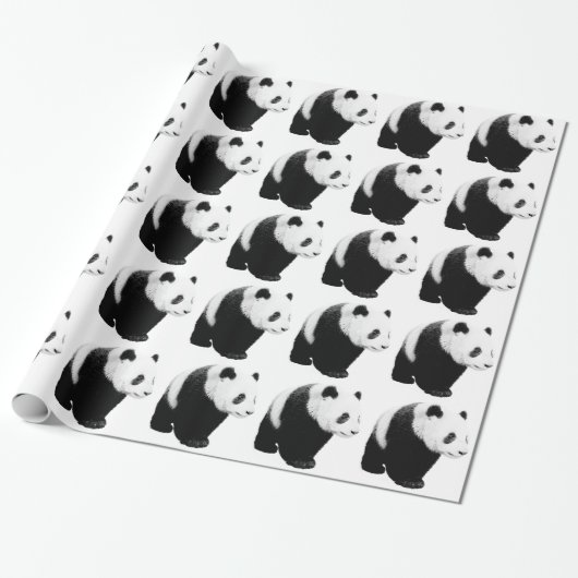 Papier Cadeau Papier d'emballage de Noël à motif Panda en marche (Déroulé)