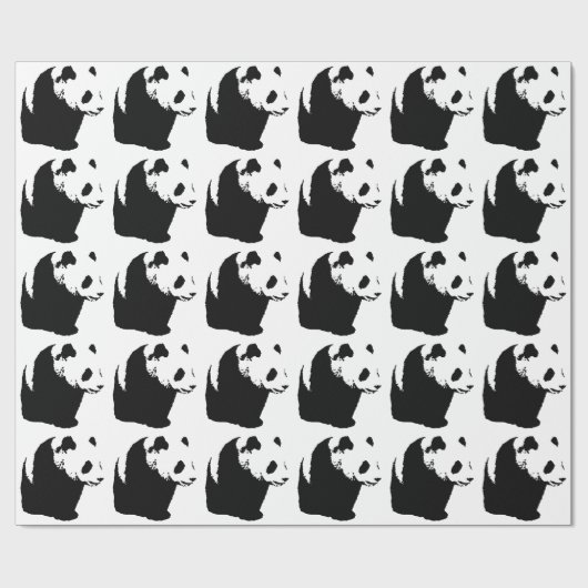 Papier Cadeau Papier d'emballage de Noël à motif panda marchant (Plat)