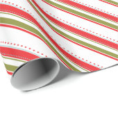 Papier Cadeau papier d'emballage de Noël à rayures rouges rouges (Coin rond)