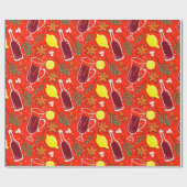 Papier Cadeau Papier d'emballage de Noël avec du vin chaud (Plat)