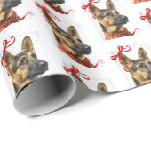 Papier Cadeau Papier d'emballage de Noël de berger allemand (Coin rond)