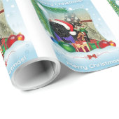 Papier Cadeau Papier d'emballage de Noël de chien de Terre-Neuve (Coin rond)