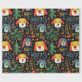 Papier Cadeau Papier d'emballage de Noël de chien mou (Plat)