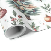 Papier Cadeau Papier d'emballage de Noël de l'arbre festif (Coin rond)