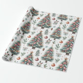 Papier Cadeau Papier d'emballage de Noël de l'arbre festif (Déroulé)