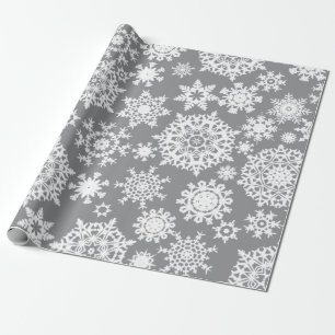 Papier Cadeau Papier d'emballage de Noël de motif gris de flocon