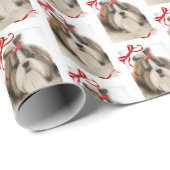 Papier Cadeau Papier d'emballage de Noël de Shih Tzu (Coin rond)