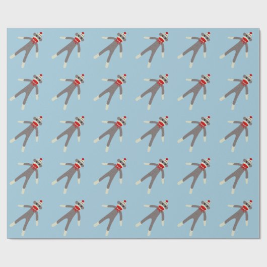 Papier Cadeau Papier d'emballage de Noël de singe de chaussette (Plat)