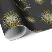 Papier Cadeau Papier d'emballage de Noël élégant noir et or (Coin rond)