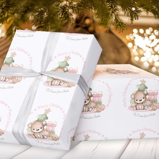 Papier Cadeau Papier d'emballage de Noël mignon pour bébé fille