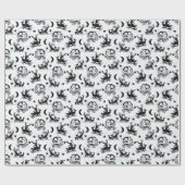 Papier Cadeau Papier d'emballage de Noël noir et blanc (Plat)