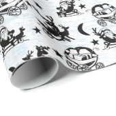 Papier Cadeau Papier d'emballage de Noël noir et blanc (Coin rond)