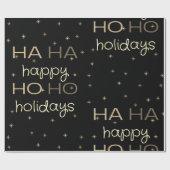 Papier Cadeau Papier d'emballage de Noël noir et or (Plat)