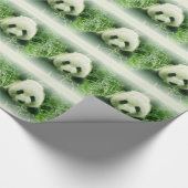 Papier Cadeau Papier d'emballage de Noël Panda mangeant des feui (Coin)