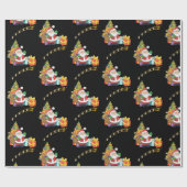 Papier Cadeau Papier d'emballage de Noël Père Noël Gold Star (Plat)