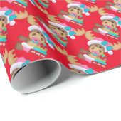 Papier Cadeau Papier d'emballage de Noël pour bébés rennes (Coin rond)
