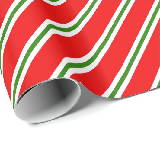 Papier Cadeau Papier d'emballage de Noël rayé classique de (Coin rond)