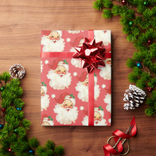 Papier Cadeau Papier d'emballage de Noël Retro Père Noël