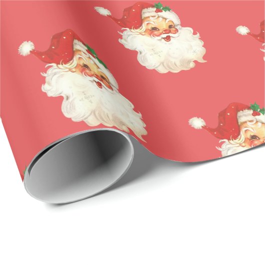 Papier Cadeau Papier d'emballage de Noël Retro Père Noël (Coin rond)