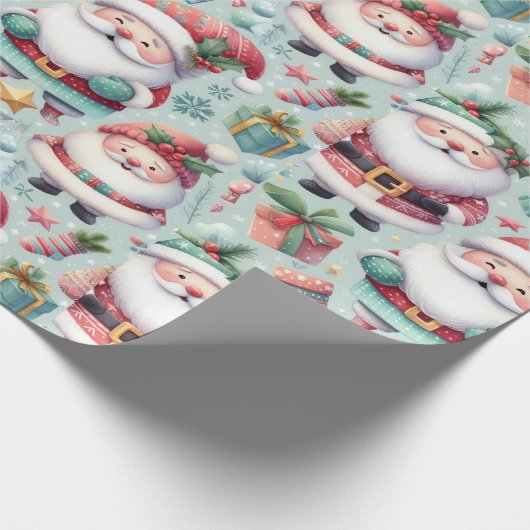 Papier Cadeau Papier d'emballage de Noël sur le thème père Noël (Coin)