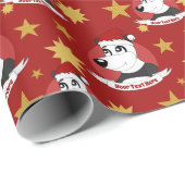Papier Cadeau Papier d'emballage de panda de Noël (Coin rond)