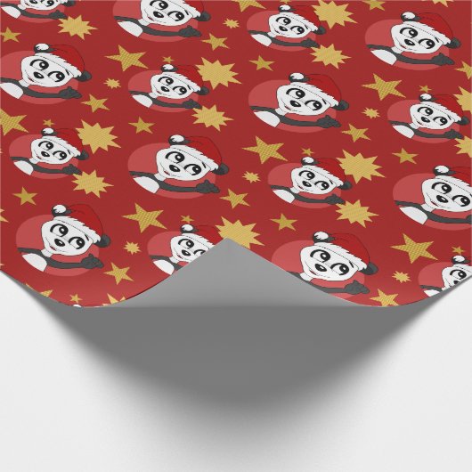 Papier Cadeau Papier d'emballage de panda de Noël (Coin)