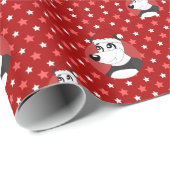 Papier Cadeau Papier d'emballage de panda de Noël (Coin rond)