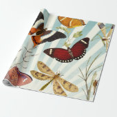 Papier Cadeau Papier d'emballage de papillon vintage (Déroulé)