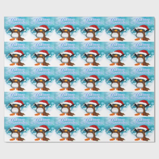 Papier Cadeau Papier d'emballage de pingouin de Joyeux Noël (Plat)