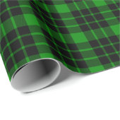 Papier Cadeau Papier d'emballage de plaid noir et vert (Coin rond)