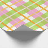 Papier Cadeau Papier d'emballage de plaid rose et vert (Coin)