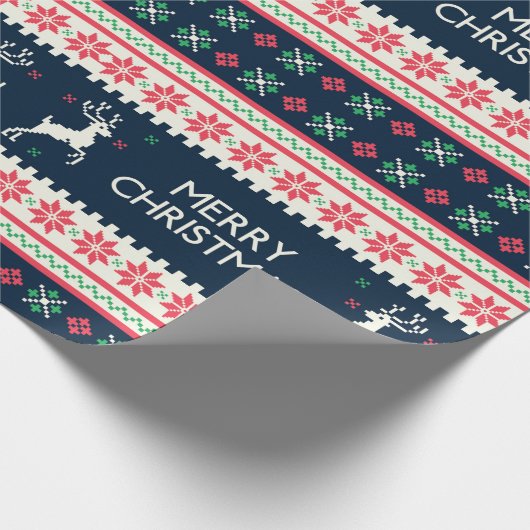 Papier Cadeau Papier d'emballage de point de croix de Joyeux (Coin)