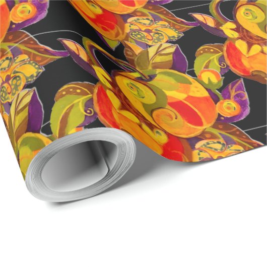 Papier Cadeau Papier d'emballage de pommes d'or (Coin rond)