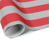 Papier Cadeau Papier d'emballage de rayures rouges et argentées (Coin rond)