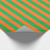 Papier Cadeau Papier d'emballage de rayures vertes et oranges (Coin)