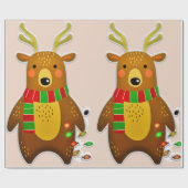 Papier Cadeau papier d'emballage de rennes de noël (Plat)