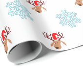 Papier Cadeau Papier d'emballage de rennes père Noël (Coin rond)