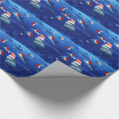 Papier Cadeau Papier d'emballage de requins de fête de Noël (Coin)
